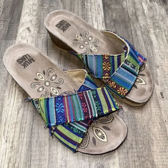 Muk Luk Women’s Slip On Multicolor Cork Sandals No Size - Picture 2 of 4